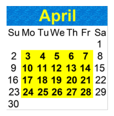 District School Academic Calendar for King/chavez Arts Academy for April 2023