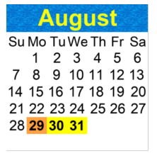 District School Academic Calendar for Marshall Elementary for August 2022