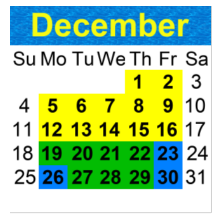 District School Academic Calendar for Media, Visual, And Performing Arts for December 2022