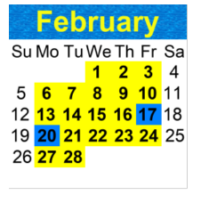 District School Academic Calendar for Taft Middle for February 2023