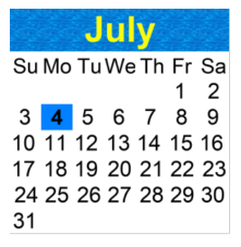 District School Academic Calendar for Washington Elementary for July 2022