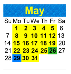 District School Academic Calendar for Trace for May 2023
