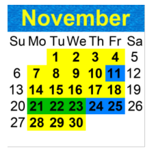 District School Academic Calendar for Mann School Of Exploration for November 2022