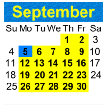 District School Academic Calendar for Trace for September 2022