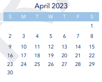 District School Academic Calendar for Cross Cultural Enviromental Leadership (xcel) Acad for April 2023