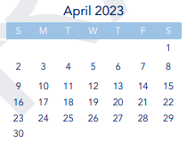 District School Academic Calendar for Independence High (ALTER.) for April 2023