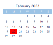 District School Academic Calendar for Mission Education Center for February 2023