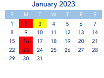 District School Academic Calendar for Spring Valley Elementary for January 2023