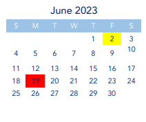 District School Academic Calendar for Luther Burbank Middle for June 2023