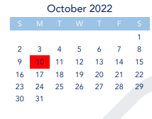 District School Academic Calendar for El Dorado Elementary for October 2022