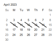 District School Academic Calendar for Bachrodt (walter L.) Elementar for April 2023