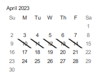 District School Academic Calendar for Trace (merritt) Elementary for April 2023