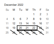 District School Academic Calendar for Carson (rachel) Elementary for December 2022