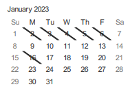 District School Academic Calendar for Hacienda Science/environmental Magnet (elem) for January 2023