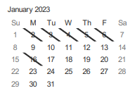 District School Academic Calendar for Bachrodt (walter L.) Elementar for January 2023