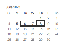 District School Academic Calendar for Hammer Elementary for June 2023