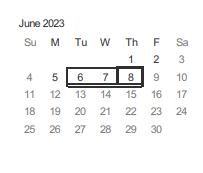 District School Academic Calendar for Trace (merritt) Elementary for June 2023