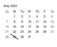 District School Academic Calendar for San Jose Community High for May 2023