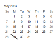 District School Academic Calendar for Trace (merritt) Elementary for May 2023