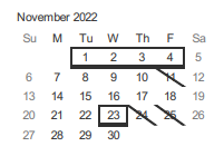 District School Academic Calendar for Bachrodt (walter L.) Elementar for November 2022