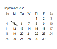 District School Academic Calendar for Muir (john) Middle for September 2022
