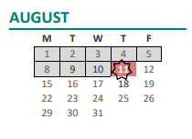 District School Academic Calendar for Grand Oaks Elementary for August 2022