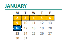 District School Academic Calendar for Holst (john) Elementary for January 2023