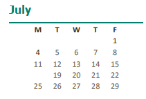 District School Academic Calendar for Salk (jonas) ALTERN. Middle for July 2022