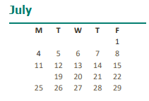 District School Academic Calendar for Grand Oaks Elementary for July 2022