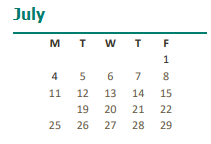 District School Academic Calendar for Lichen Elementary for July 2022