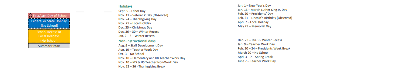 District School Academic Calendar Key for Rogers (will) Middle