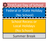District School Academic Calendar Legend for Grand Oaks Elementary
