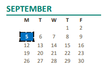 District School Academic Calendar for Grand Oaks Elementary for September 2022