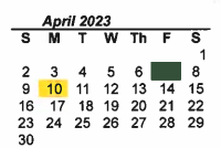 District School Academic Calendar for Sanger H S for April 2023