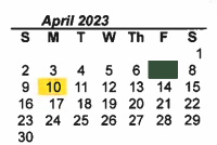 District School Academic Calendar for Denton Co J J A E P for April 2023