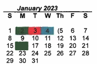 District School Academic Calendar for Sanger H S for January 2023