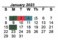 District School Academic Calendar for Denton Co J J A E P for January 2023