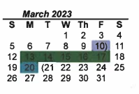 District School Academic Calendar for Denton Co J J A E P for March 2023