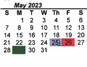 District School Academic Calendar for Sanger H S for May 2023
