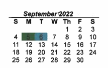 District School Academic Calendar for Denton Co J J A E P for September 2022
