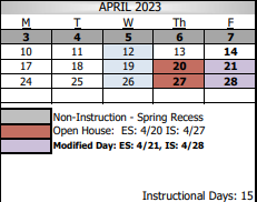 District School Academic Calendar for Jefferson Elementary for April 2023