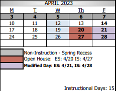 District School Academic Calendar for Washington Elementary for April 2023