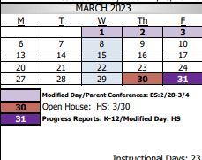 District School Academic Calendar for Mac Arthur Fundamental Intermediate for March 2023