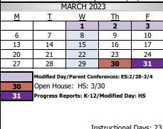 District School Academic Calendar for Santiago Elementary for March 2023