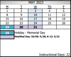 District School Academic Calendar for Century High for May 2023