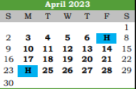 District School Academic Calendar for Santa Fe Elementary North for April 2023