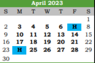 District School Academic Calendar for Galveston Co J J A E P for April 2023