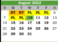 District School Academic Calendar for Santa Fe Elementary North for August 2022