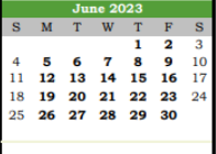 District School Academic Calendar for Galveston Co J J A E P for June 2023