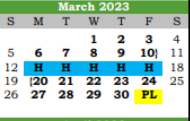 District School Academic Calendar for Santa Fe J H for March 2023